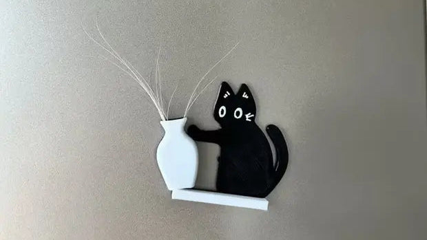 Miorapet Kedi Bıyığı Toplayıcı Vazolu Buzdolabı Süsü (Magnet)