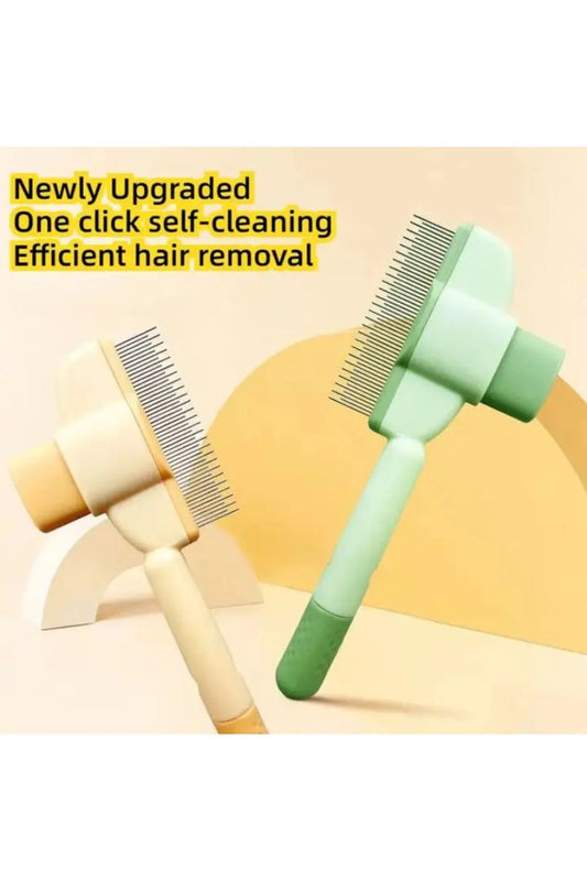 Miorapet Tek Tuşla(MASAJ ETKİLİ) Kolay Temizlenir Basmalı Kedi Köpek Tarağı(sarı renk gönderilecektir)