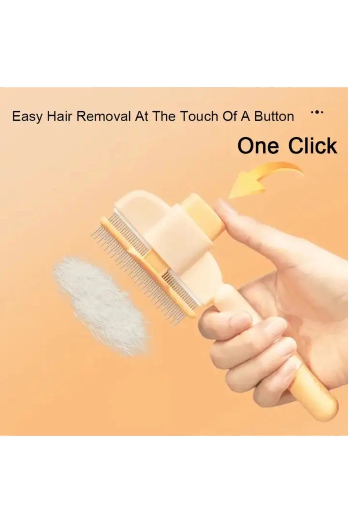 Miorapet Tek Tuşla(MASAJ ETKİLİ) Kolay Temizlenir Basmalı Kedi Köpek Tarağı(sarı renk gönderilecektir)