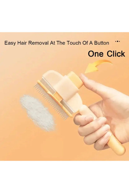 Miorapet Tek Tuşla(MASAJ ETKİLİ) Kolay Temizlenir Basmalı Kedi Köpek Tarağı(sarı renk gönderilecektir)